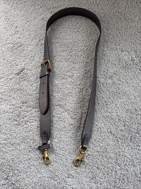 Coach Adjustable gun medal/shiny dark gray Leather Bag Strap with Brass Hardware